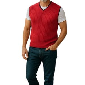 Haggar Golf Mens Red V-Neck Sweater Vest Size XXL